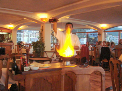 Flame cooked Mexican shrimp.